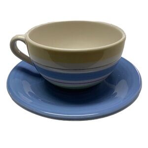 Crate & Barrel SANIBEL set of 2 Cup & Saucer-Made in Portugal-hand painted